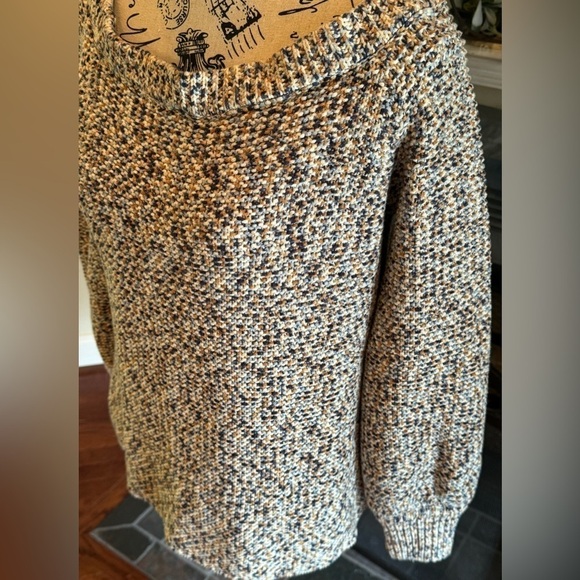 Viktoria & Woods Chunky Knit Sweater Jumper Blue Brown Speckled Off Shoulder - Picture 7 of 9